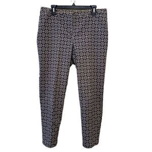 Chico’s Mosaic Print Zip Closure Cotton Blend Crop Size Medium Pants
